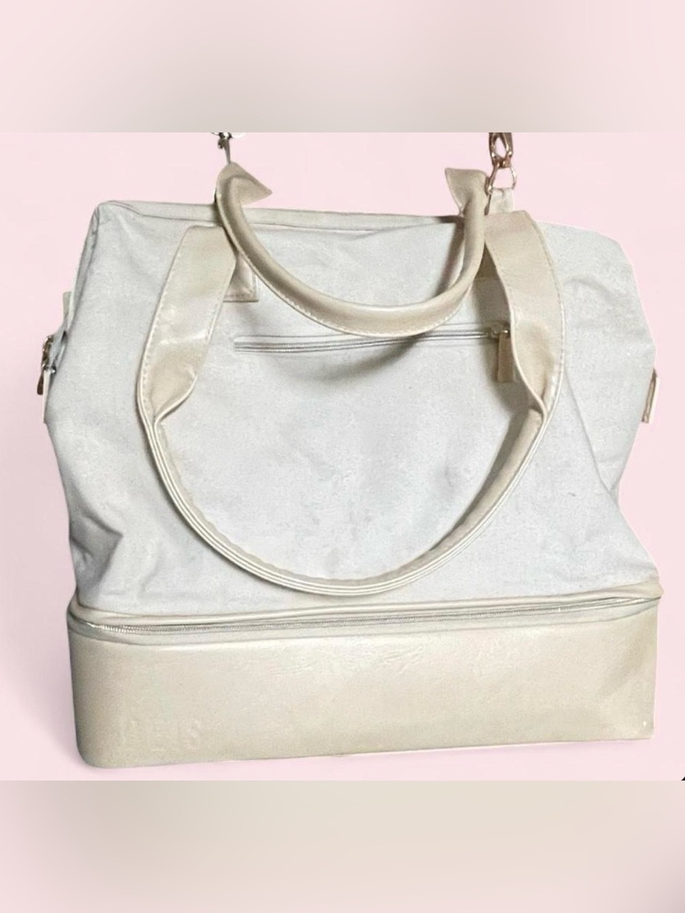 BEIS Cream Beige Two-Tone Tote with Removable Bottom Convertible Mini